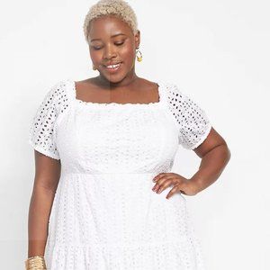 Lane Bryant White Eyelet Midi dress Size 24